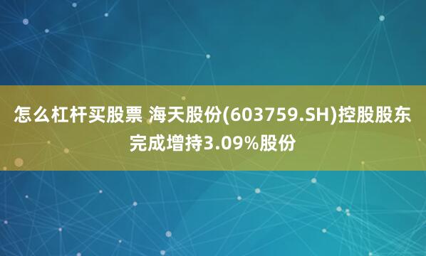 怎么杠杆买股票 海天股份(603759.SH)控股股东完成增持3.09%股份