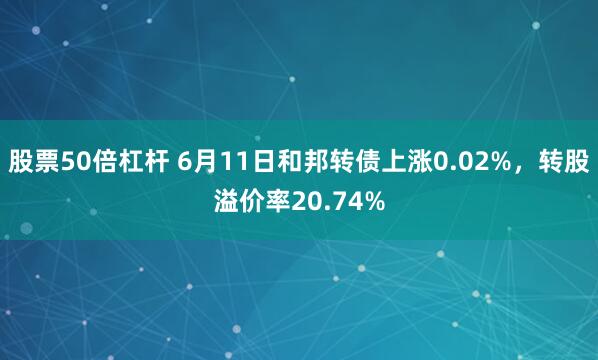 股票50倍杠杆 6月11日和邦转债上涨0.02%，转股溢价率20.74%